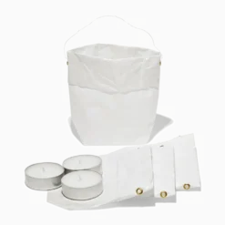 Set de 4 lanternes en papier - Blanc et or