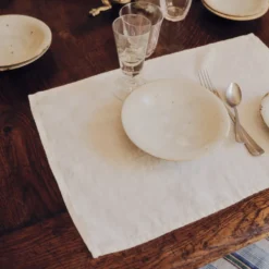 Set de table en lin lavé - Blanc Coquillage