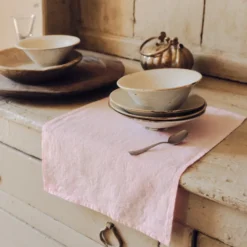 Set de table en lin lavé - Rose Granité