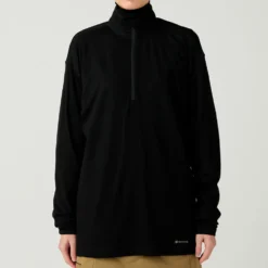 Snow Peak - Pull Demi-zip Laine - Noir