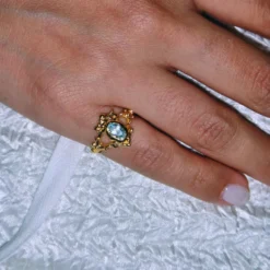 Sofia Rocha - Bague Sol De Mar - Or & Bleu Clair