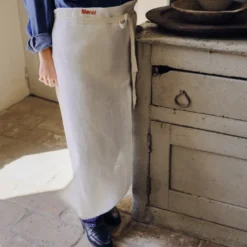 Tablier en lin lavé - Blanc Coquillage