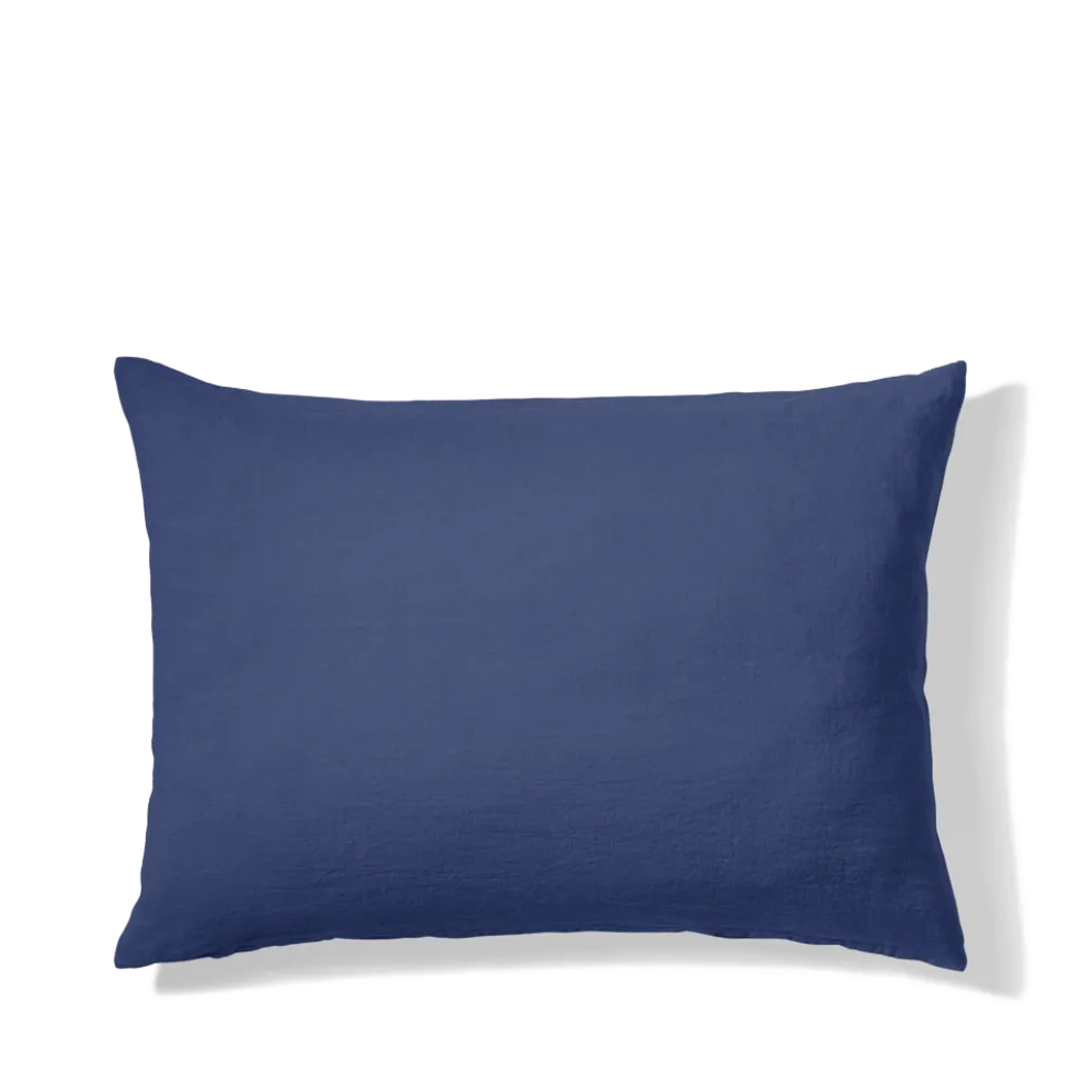 Taie d'oreiller en lin lavé - Bleu Pacifique