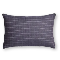 Taie d'oreiller en lin lavé - Carreaux Violet