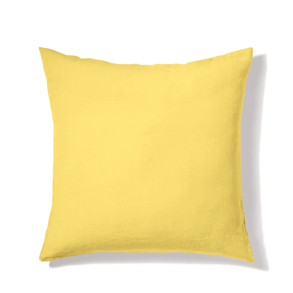 Taie d'oreiller en lin lavé - Jaune Citronnade