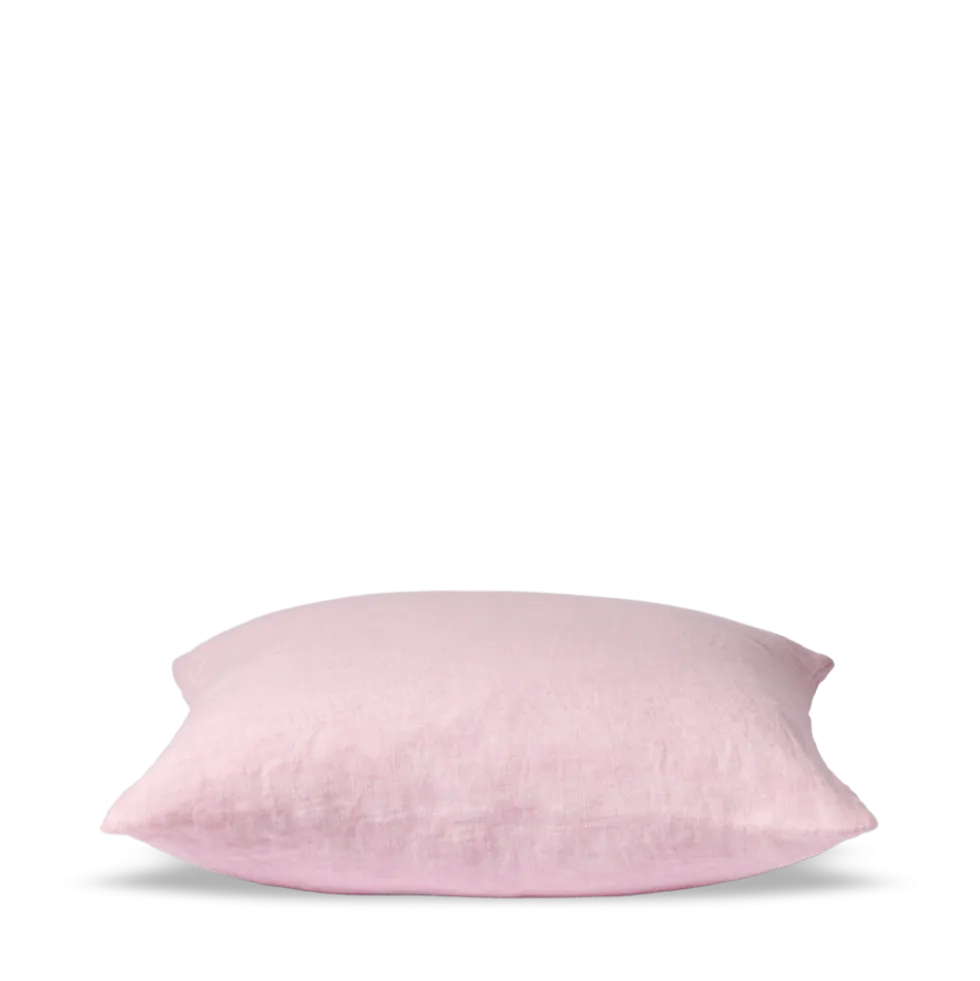 Taie d'oreiller en lin lavé - Rose Granité