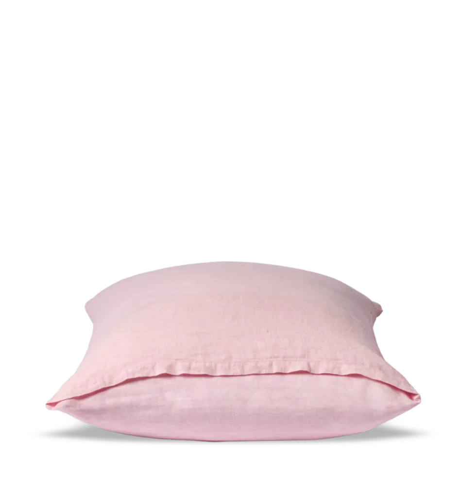 Taie d'oreiller en lin lavé - Rose Granité