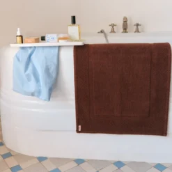 Tapis de bain en coton - Brun Sépia