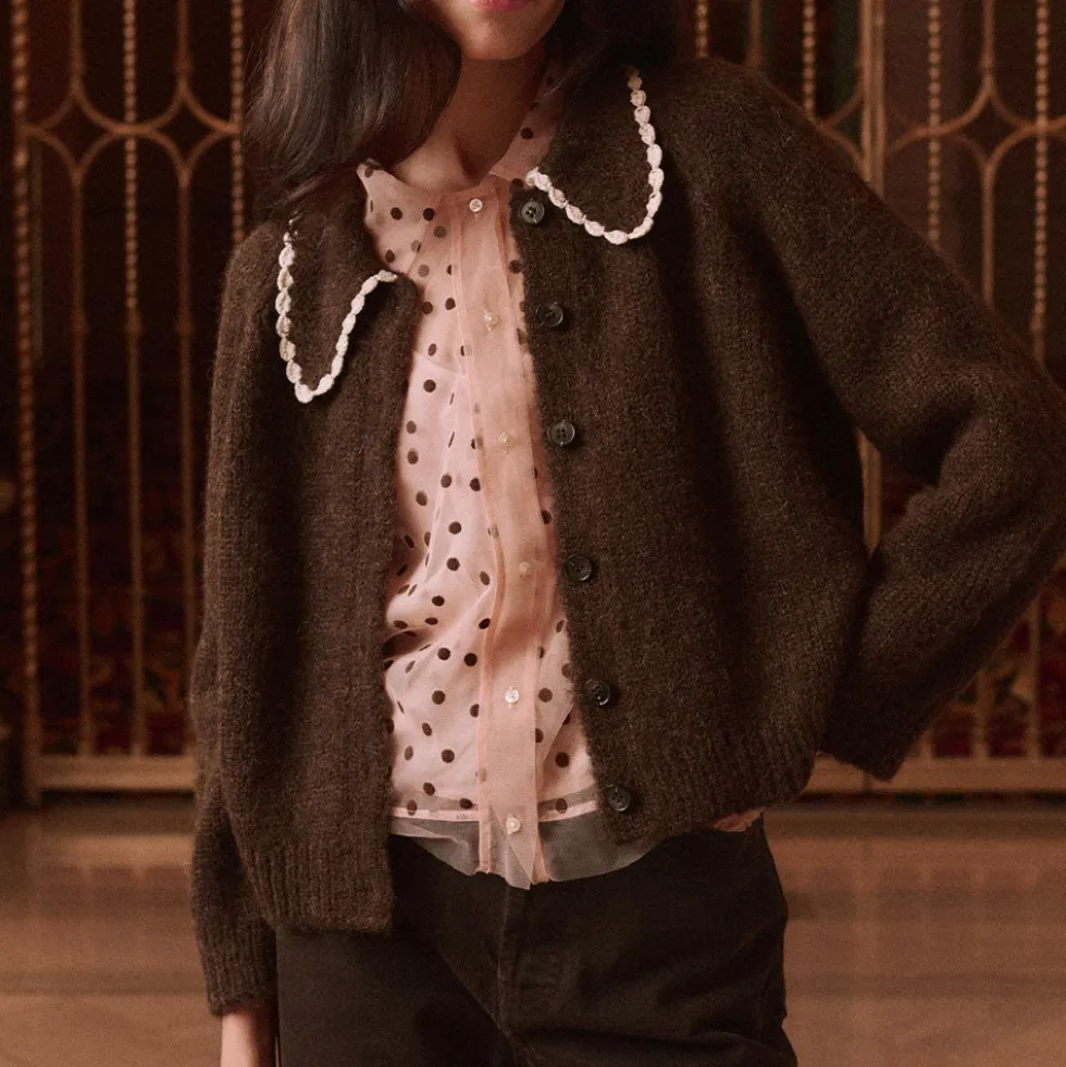 THE GREAT - Cardigan The Crochet - Marron