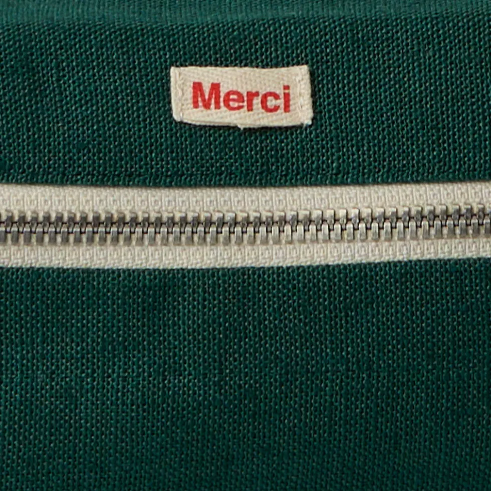 Trousse de toilette en lin lavé - Vert Séquoia