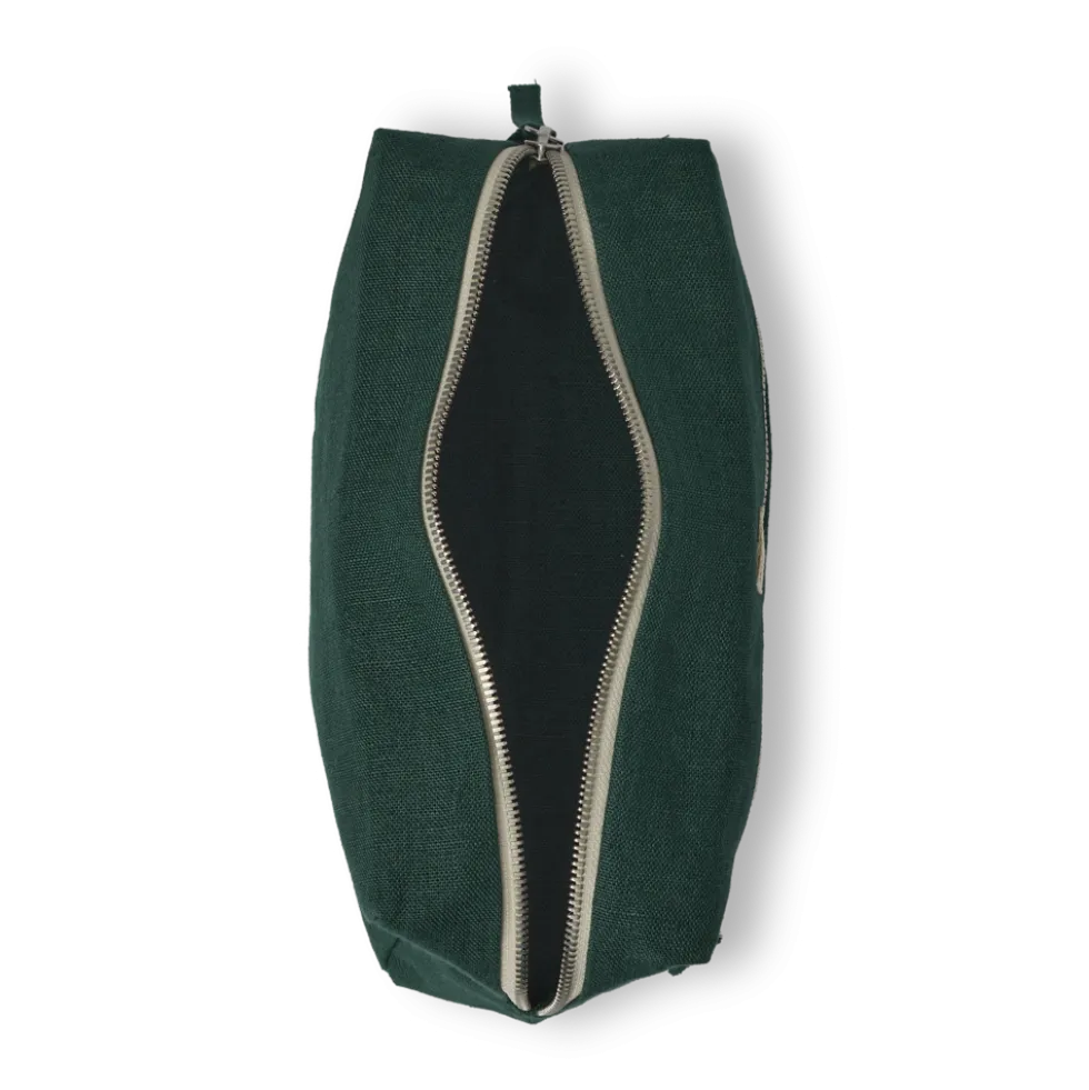 Trousse de toilette en lin lavé - Vert Séquoia