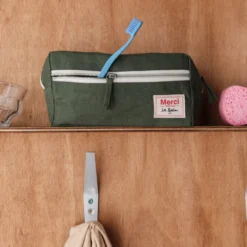 Trousse de toilette en lin lavé - Vert Oxyde