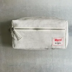 Trousse de toilette en lin lavé - Pierre
