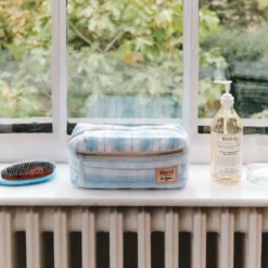 Trousse de toilette - Rayures Toile Bleu Primaire