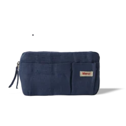Trousse en lin lavé - Bleu Pacifique