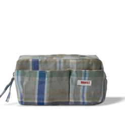 Trousse en lin lavé - Carreaux Bibliothèque