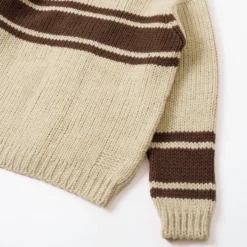 Universal Works - Cardigan Langdale - Écru & Marron