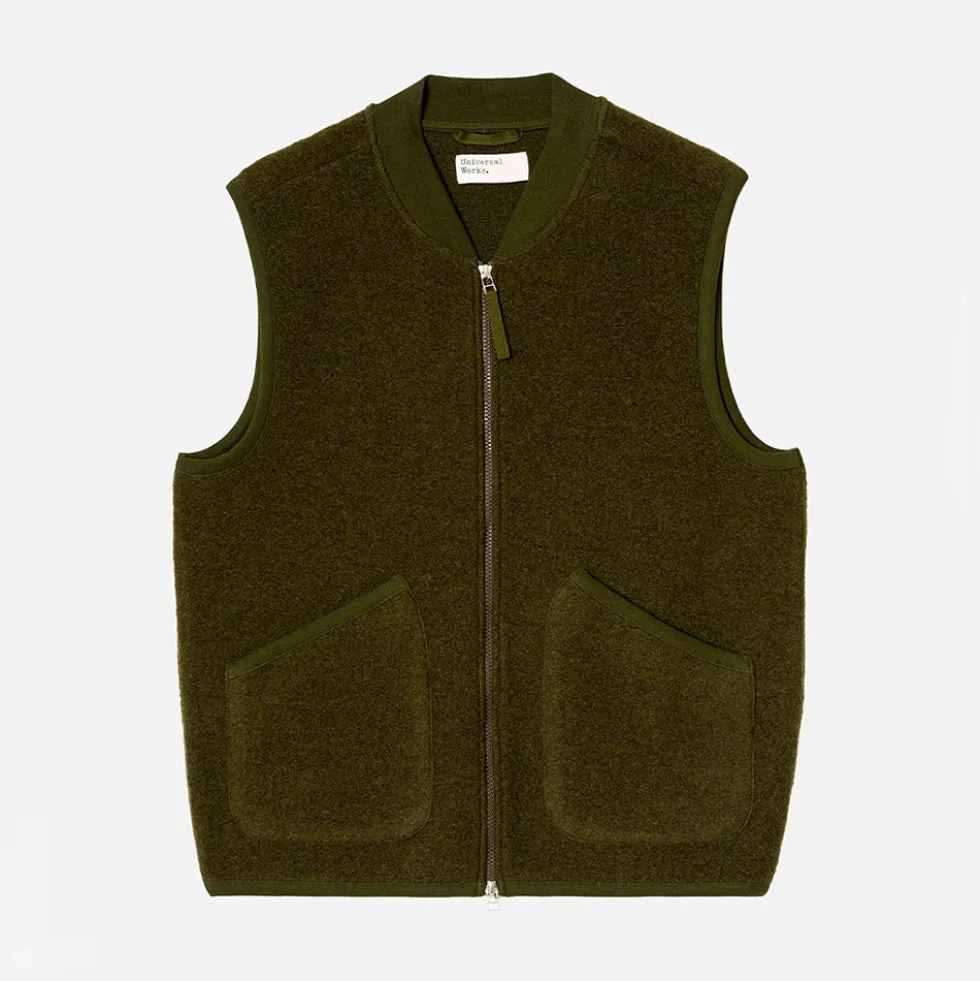 Universal Works - Gilet Sans Manches Zip - Olive