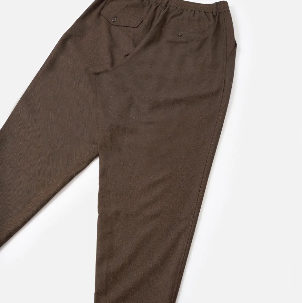 Universal Works - Pantalon Pleated Track Tweed - Marron