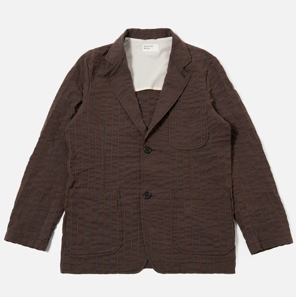 Universal Works - Veste Chester 2 boutons - Marron à rayures