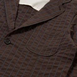 Universal Works - Veste Chester 2 boutons - Marron à rayures