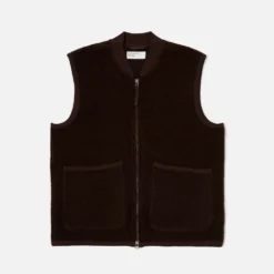 Universal Works - Veste Laine Zip - Marron