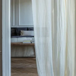 Voile natté en lin lavé - Blanc Optique
