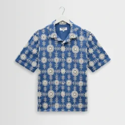 Wax London - Chemise Didcot SS - Bleu Ecru