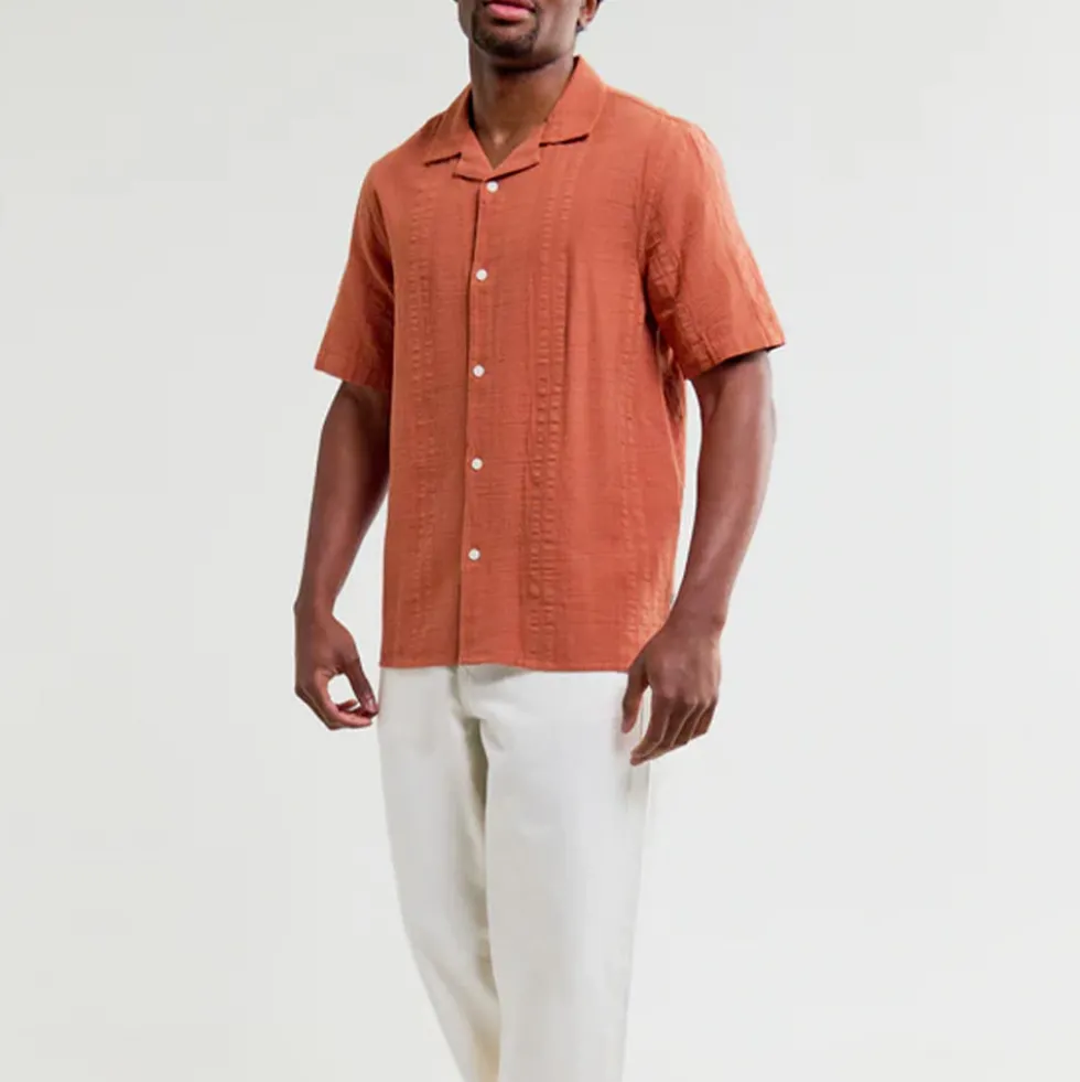 Wax London - Chemise Didcot SS - Rust
